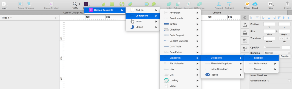 sketch libraries in the carbon design kit